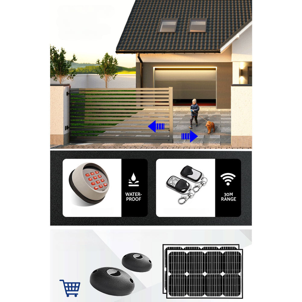 Electric Sliding Gate Opener 1800KG Motor Kit Auto Keypad Remote 6M Rail