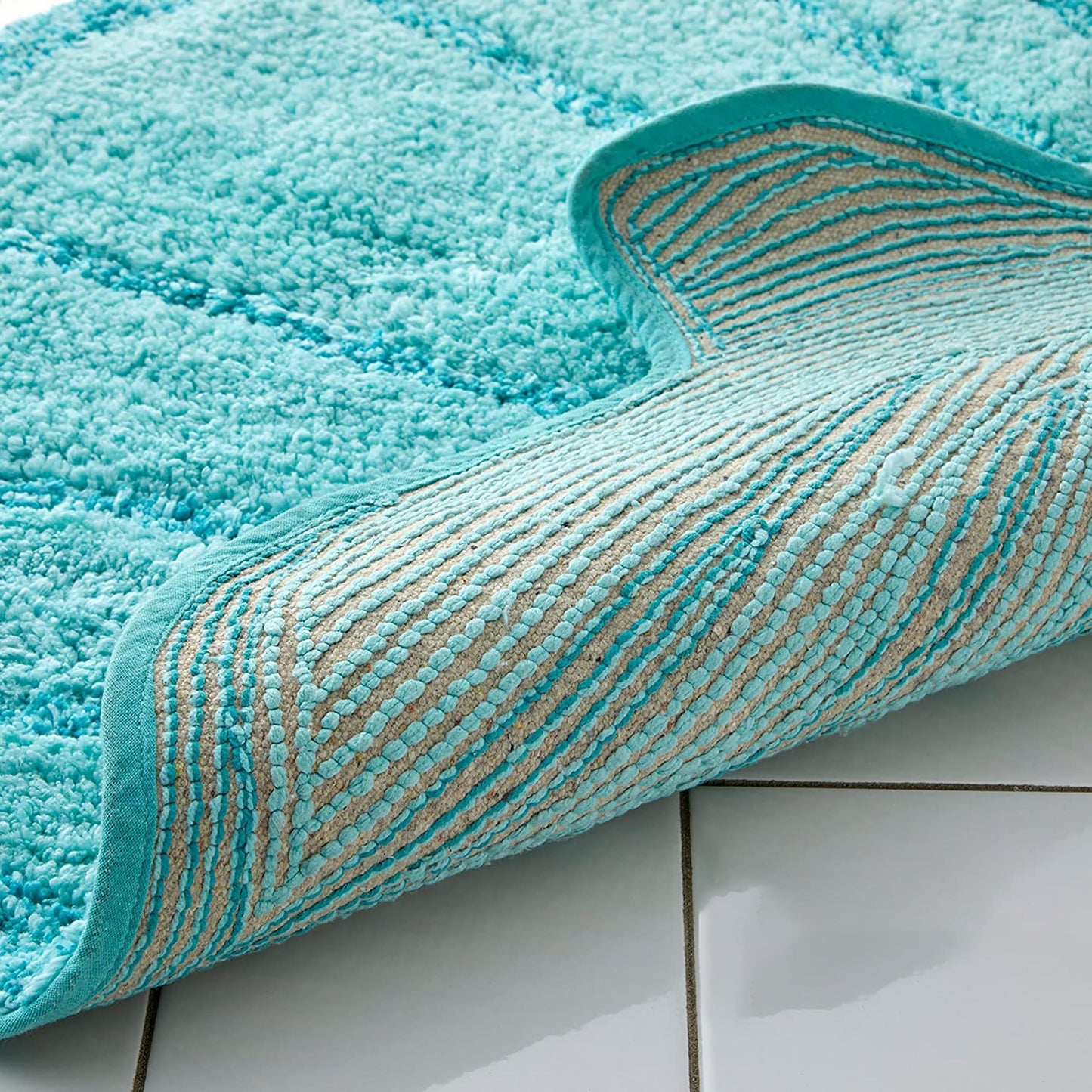 Sea Shell Shaped Cotton Polyester Rug - Aqua