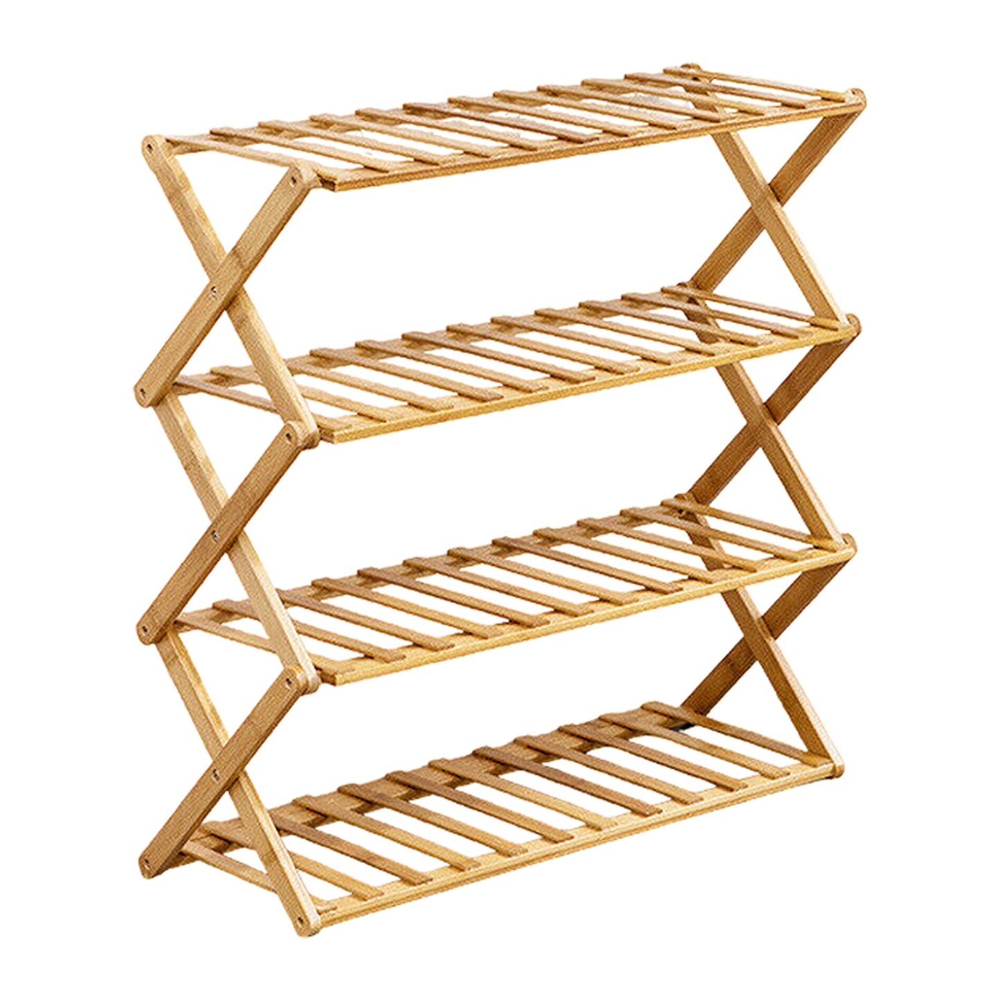 Bamboo Folding Shoe Rack with Multi-Tier Storage Shelf