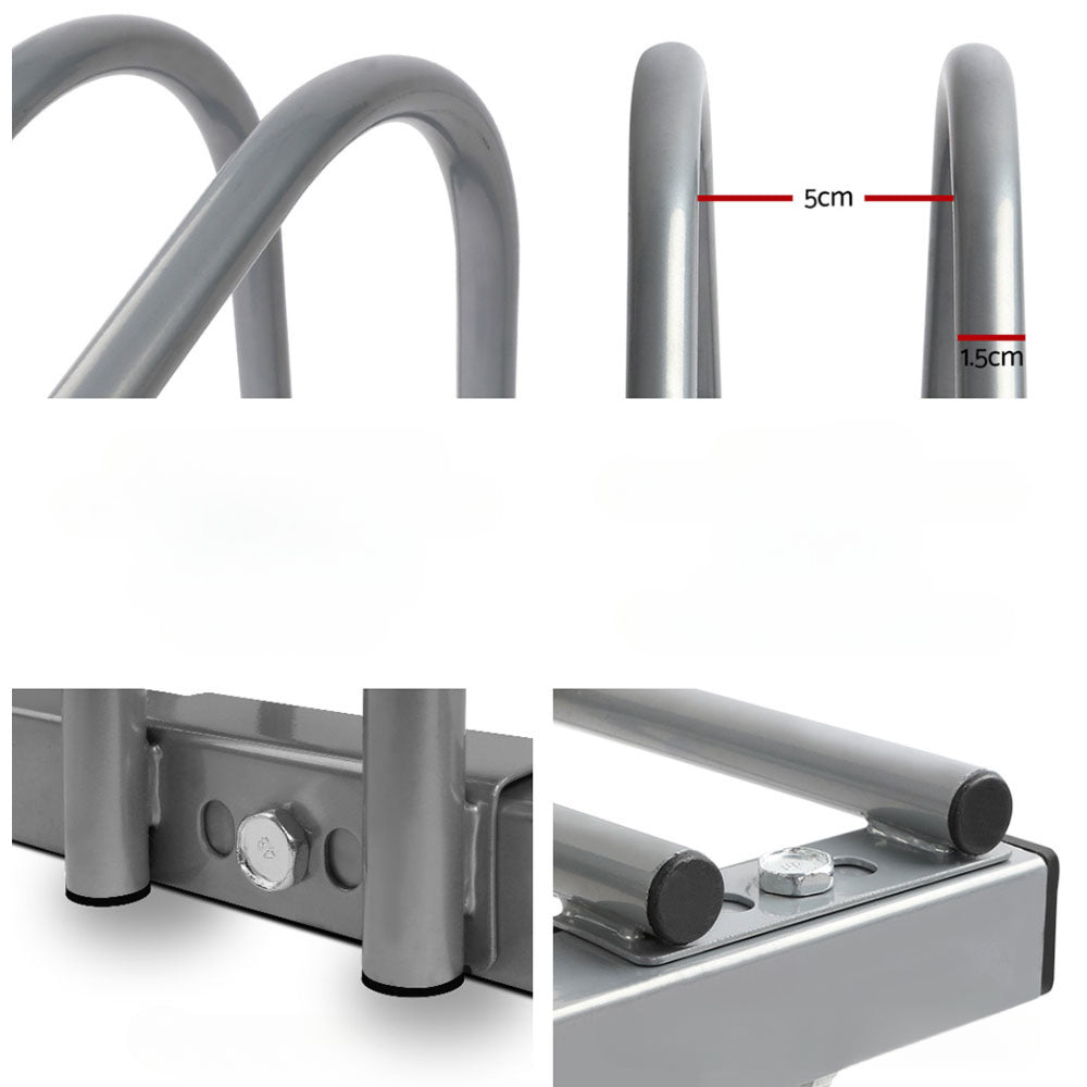 Bicycle Cycling Stand Floor Storage Silver - Fits 6 Bikes
