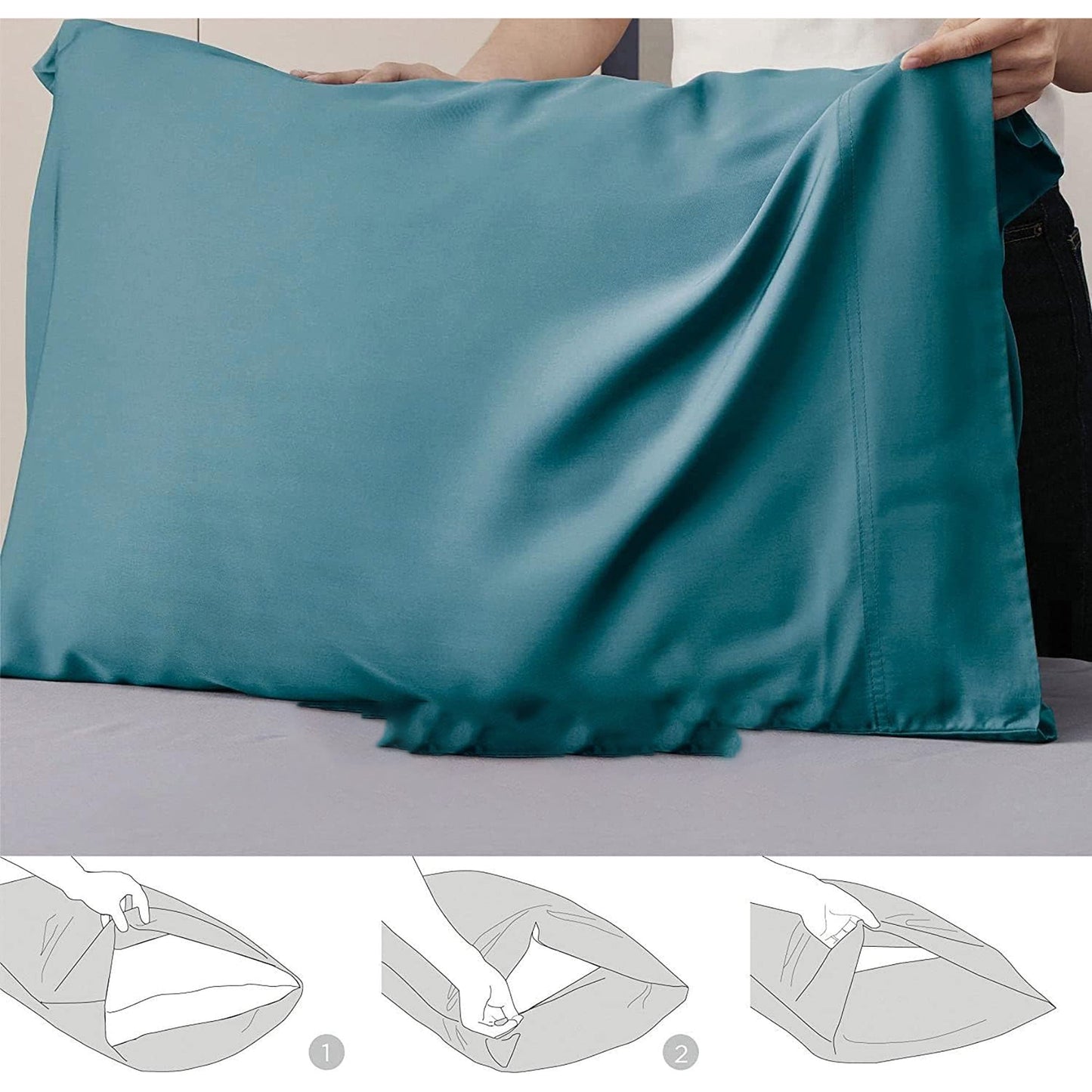 2-Piece 2000 Thread Count Egyptian Quality Microfibre Pillowcase - Biscay Blue