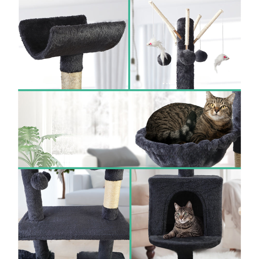 Cat Tree Scratching Post Tower House Furniture Wood - 140cm