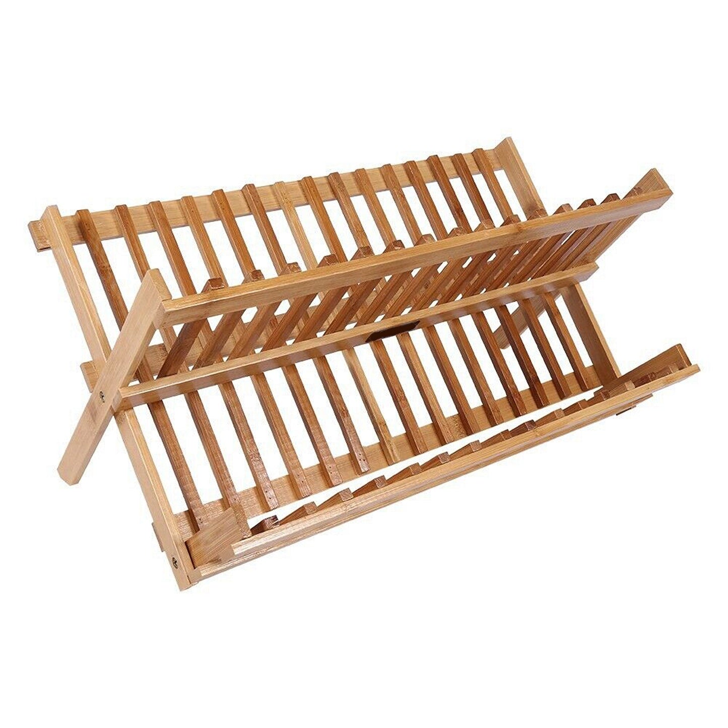 Foldable Bamboo Dish Rack with Utensil Holder
