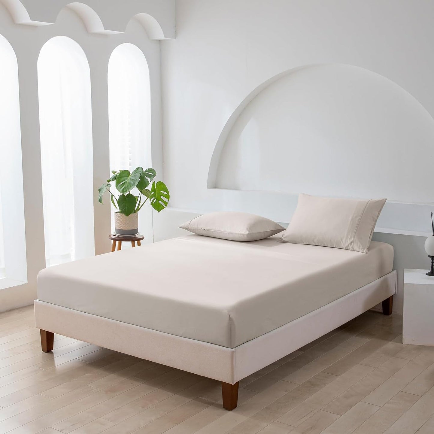 500TC Soft and Luxurious 100% Cool Breathable Cotton Bed Sateen Set - Stone