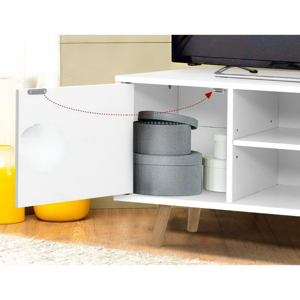 TV Cabinet Entertainment Unit Stand Wooden Scandinavian 120cm White