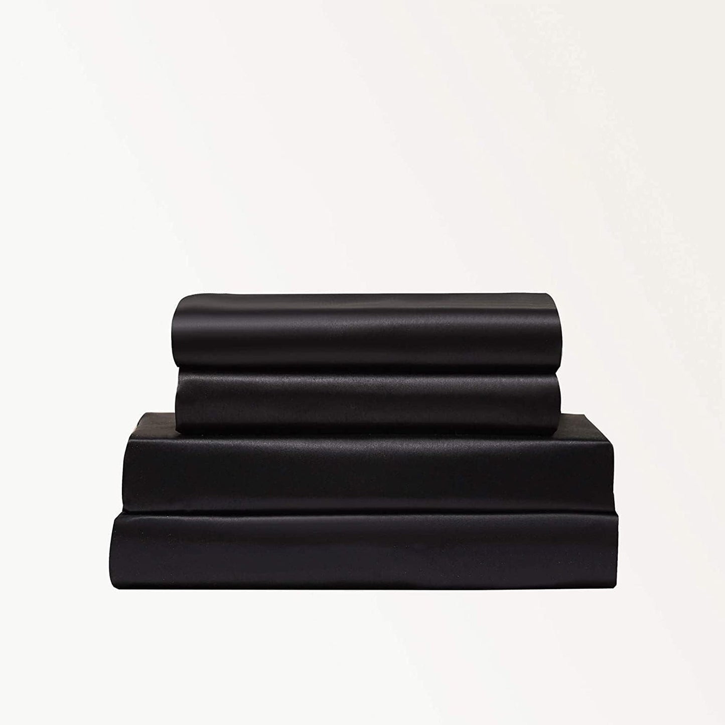 1800TC Microfibre Silky Soft Satin Comfort Hypoallergenic Fitted Sheet Set - Black