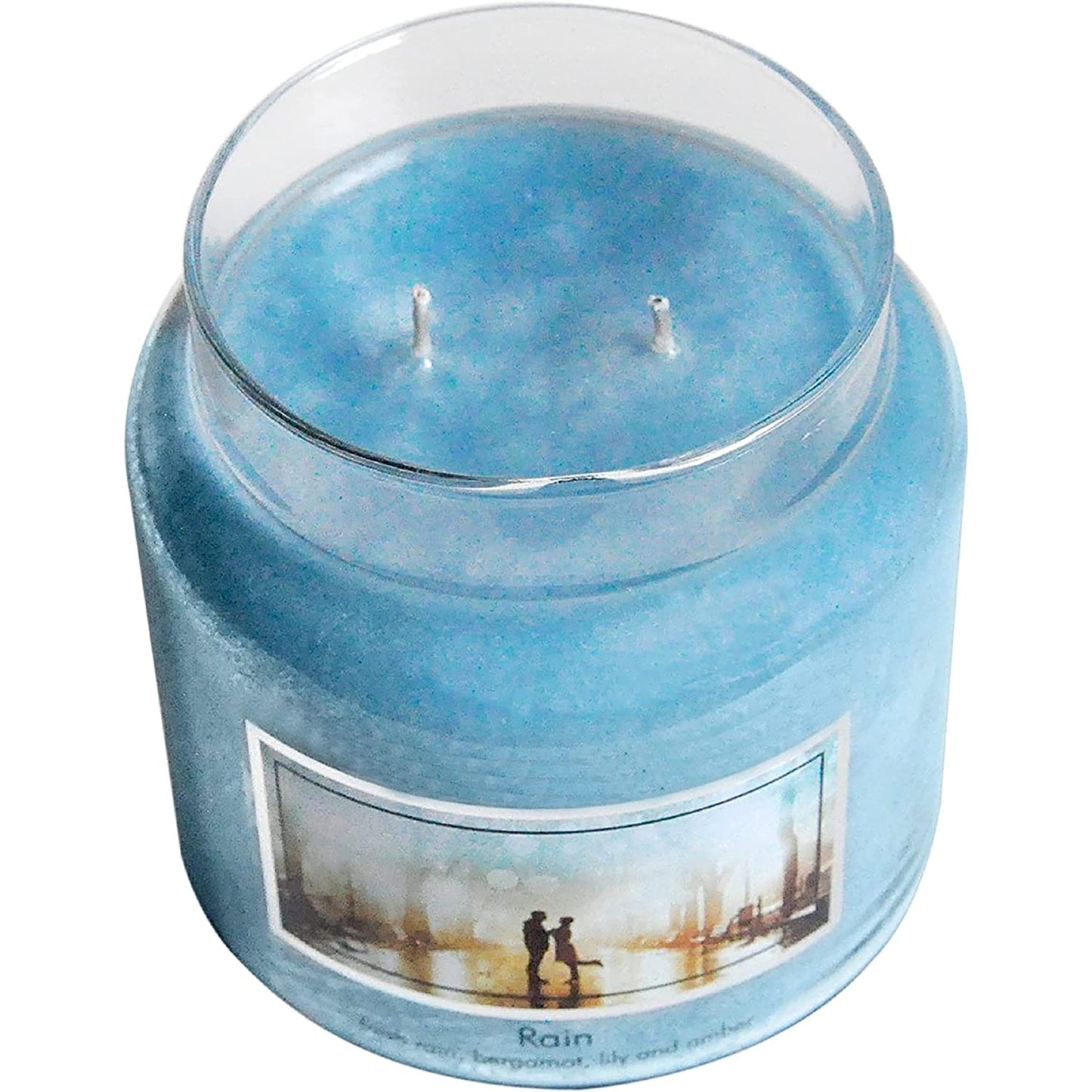 Rain Large Glass Apothecary Jar Scented Candle 21.25 oz - Blue
