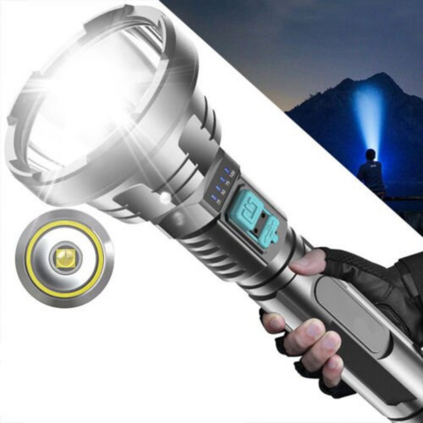 Super Bright 90000LM Tactical Flashlight USB Rechargeable LED Light