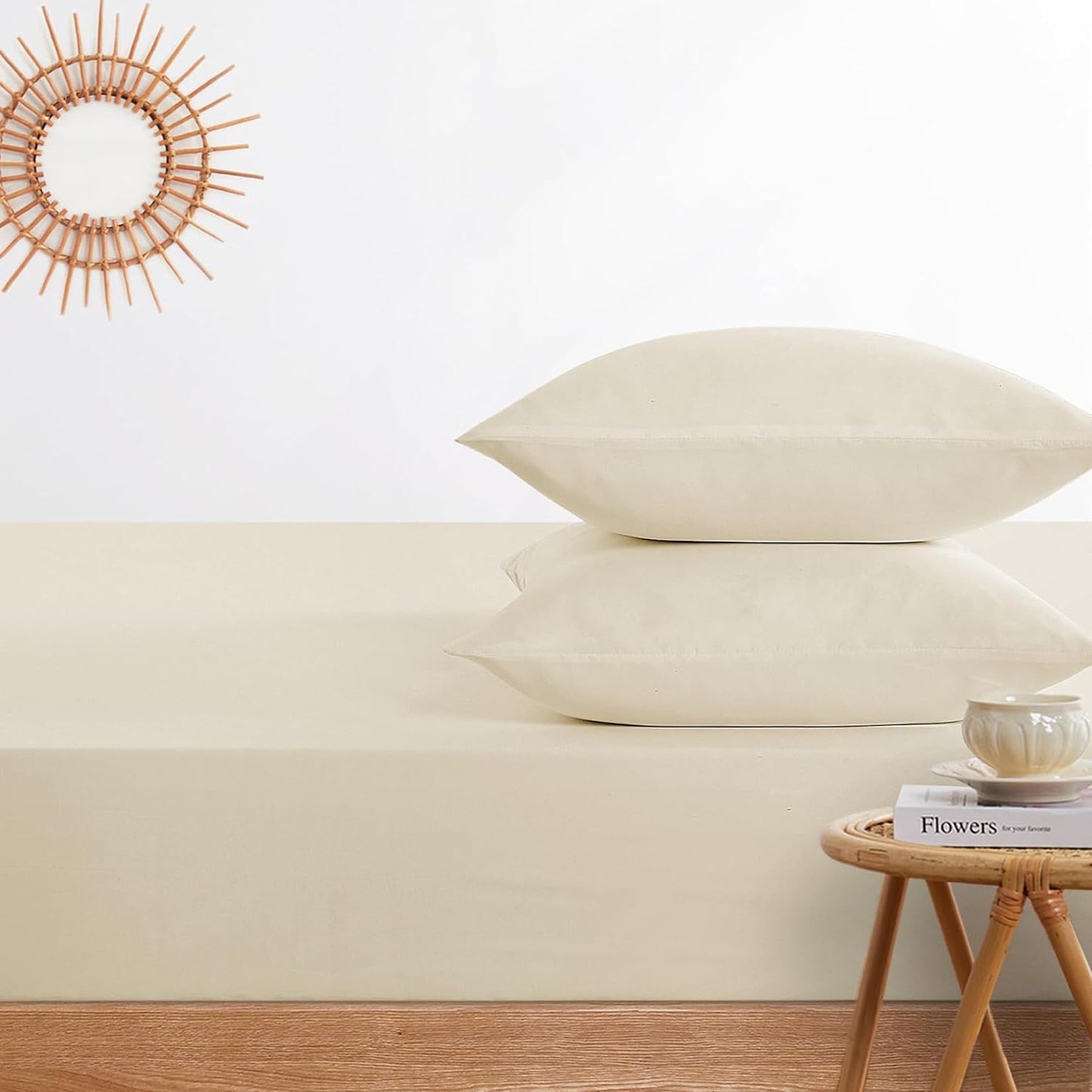 1000TC Ultra Soft Microfibre Extra Deep Fitted Sheet Set - Light Beige