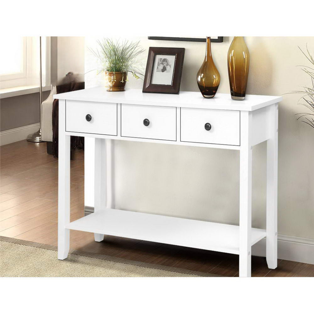 Hallway Console Table Hall Side Entry 3 Drawers Display White Desk Furniture