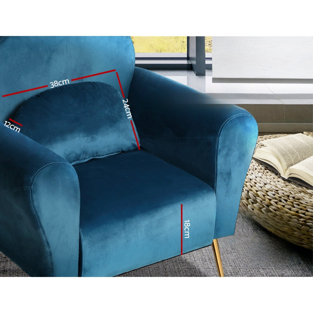 Armchair Lounge Chair Accent Chairs Armchairs Sofa Navy Velvet Cushion