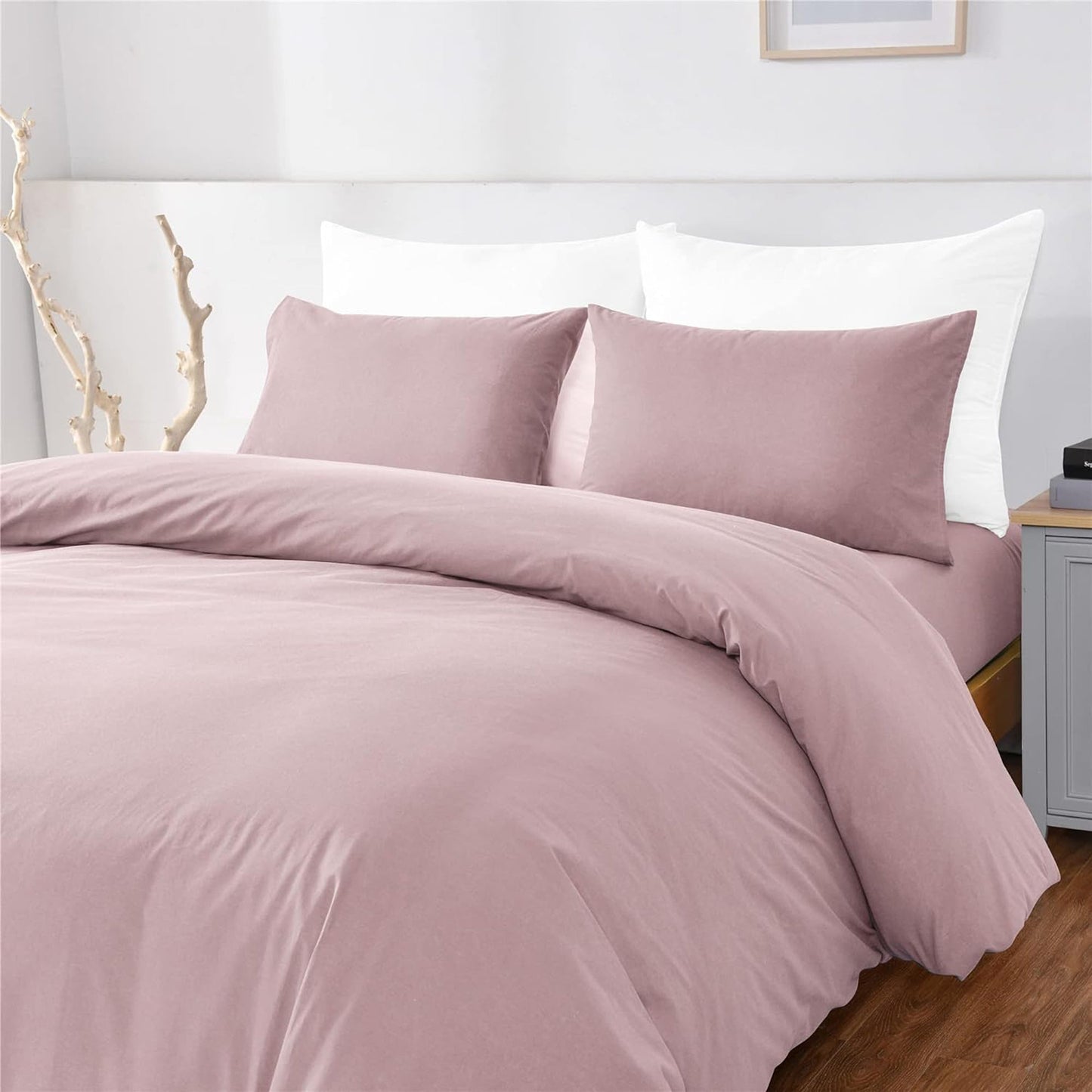 Ultra Soft 100% Washed Cloth Cotton Quilt Cover Set - Pink