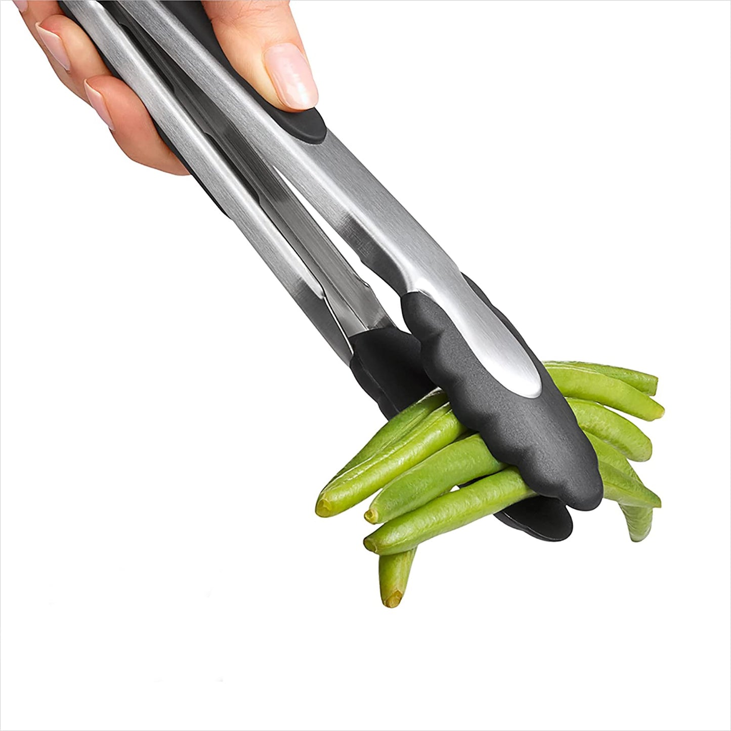 Stainless Steel Tongs with Nylon Head and Non Slip Grips - 9 Inch