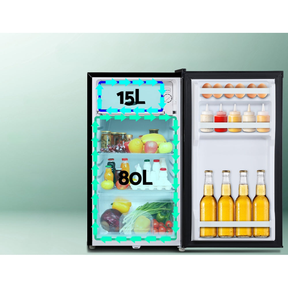 95L Portable Fridge Bar Freezer Cooler Upright 12V/24V/240V Caravan 4WD Car Camping Black