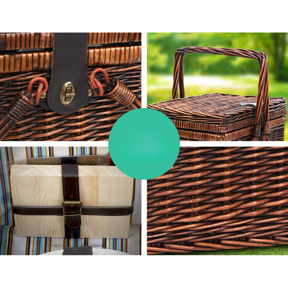 4 Person Picnic Basket Set Deluxe Folding Outdoor Insulated Liquor bag