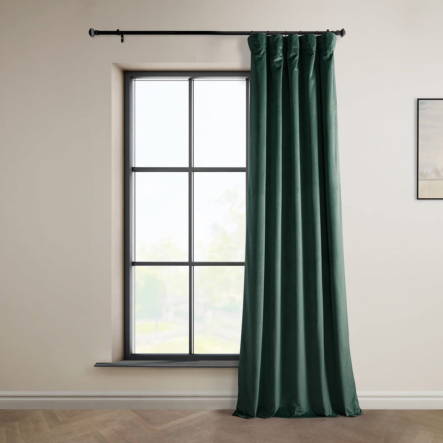 1 Panel Heritage Plush Velvet Curtain for Bedroom and Living Room 50x96 Inch -  Forestry Green