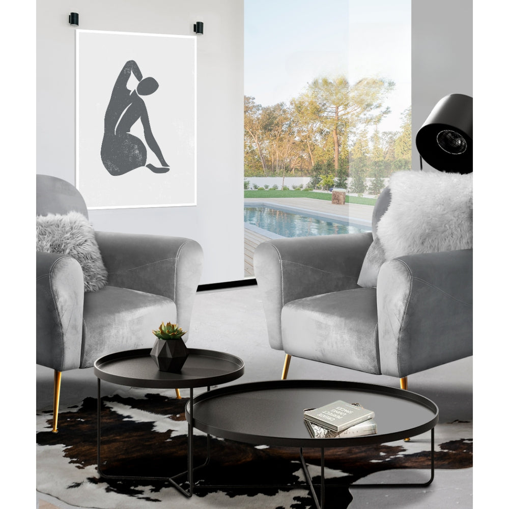 Armchair Lounge Chair Accent Armchairs Chairs Sofa Grey Velvet Cushion