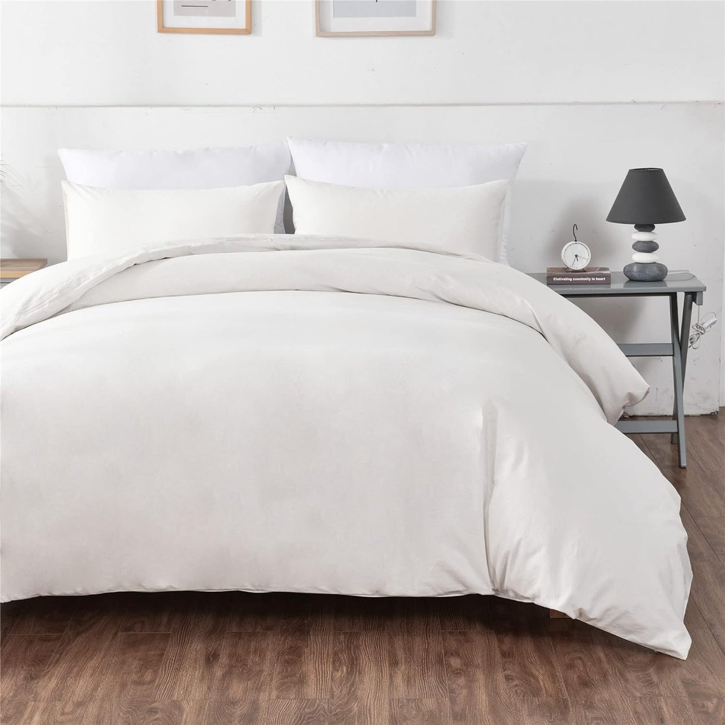 Ultra Soft 100% Washed Cloth Cotton Quilt Cover Set - White