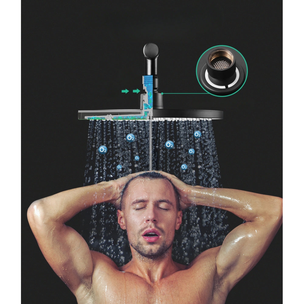 9'' Rain Shower Head Taps Round Handheld High Pressure Wall Black
