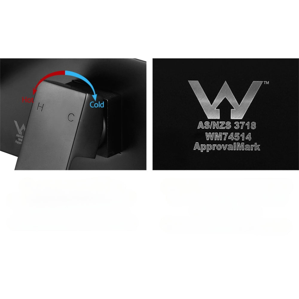 WELS Bathroom Tap Wall Square Black Basin Mixer Taps Vanity Brass Faucet