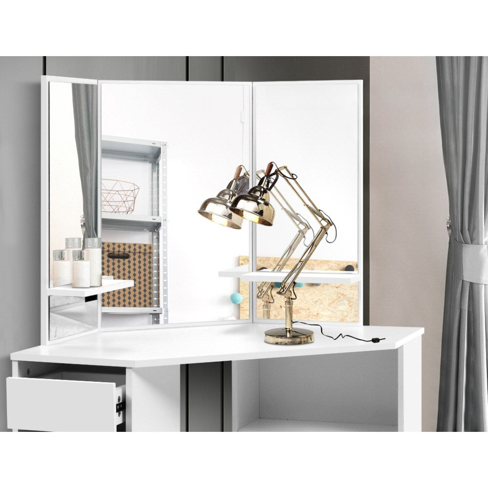 Corner Dressing Table With Mirror Stool White Mirrors Makeup Tables Chair