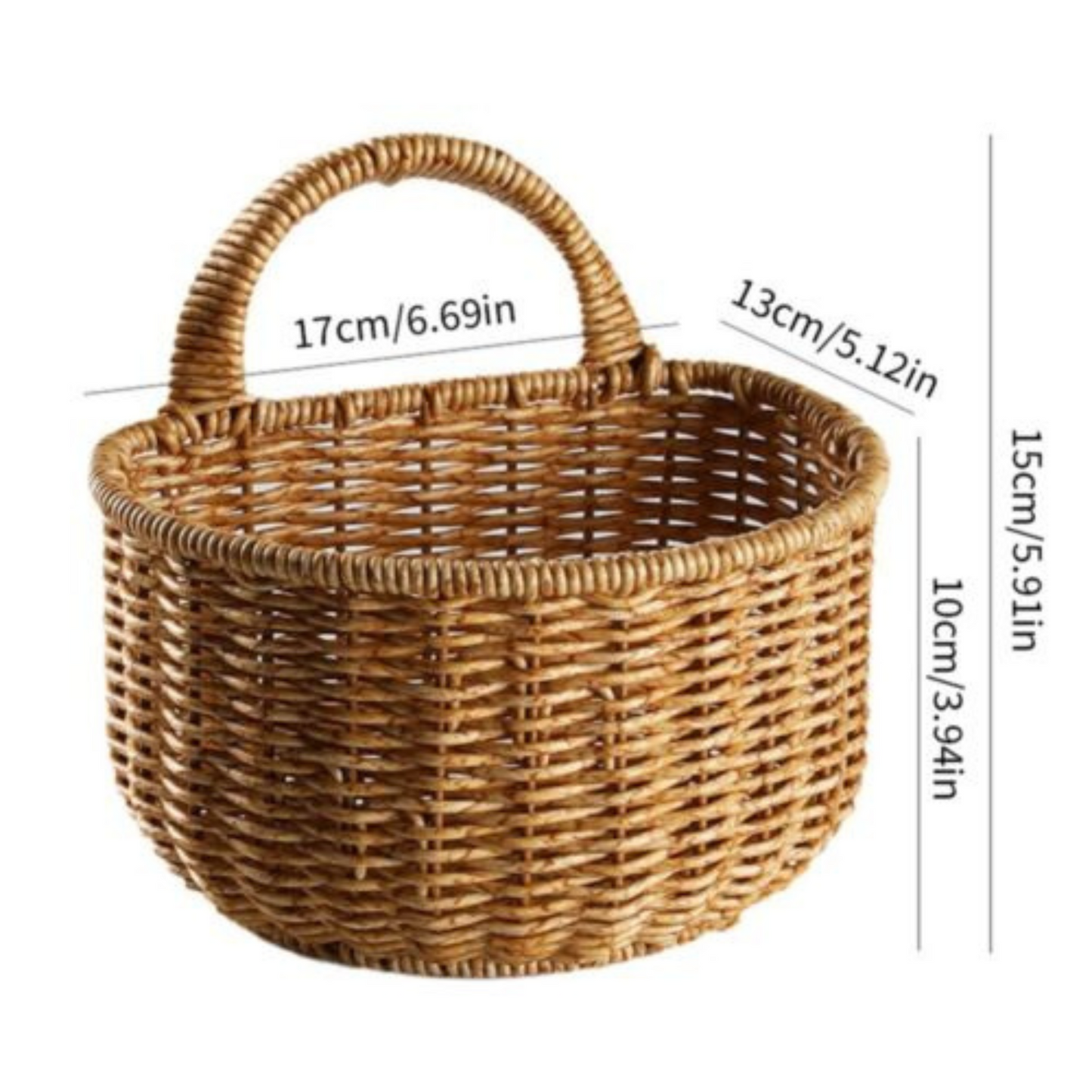 Handmade Wicker Rattan Basket Wall Hanging Planter for Home Decor