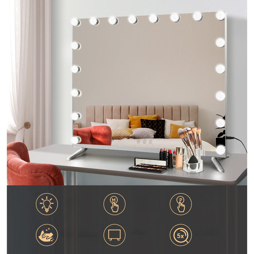 Makeup Mirror with Light LED Hollywood Mounted Wall - 65x80cm