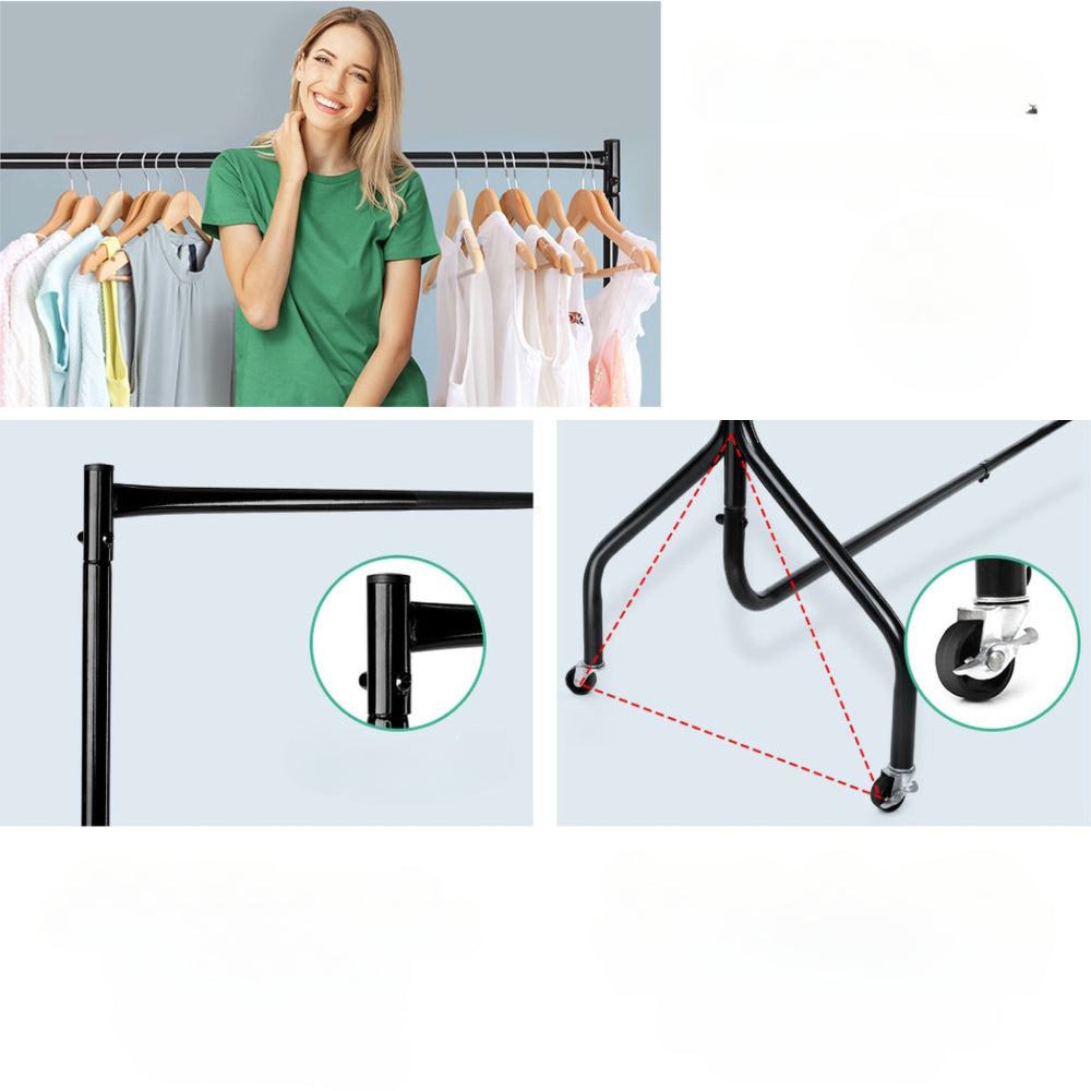 6FT Clothes Racks Metal Garment Display Rolling Rail Hanger Airer Stand Portable