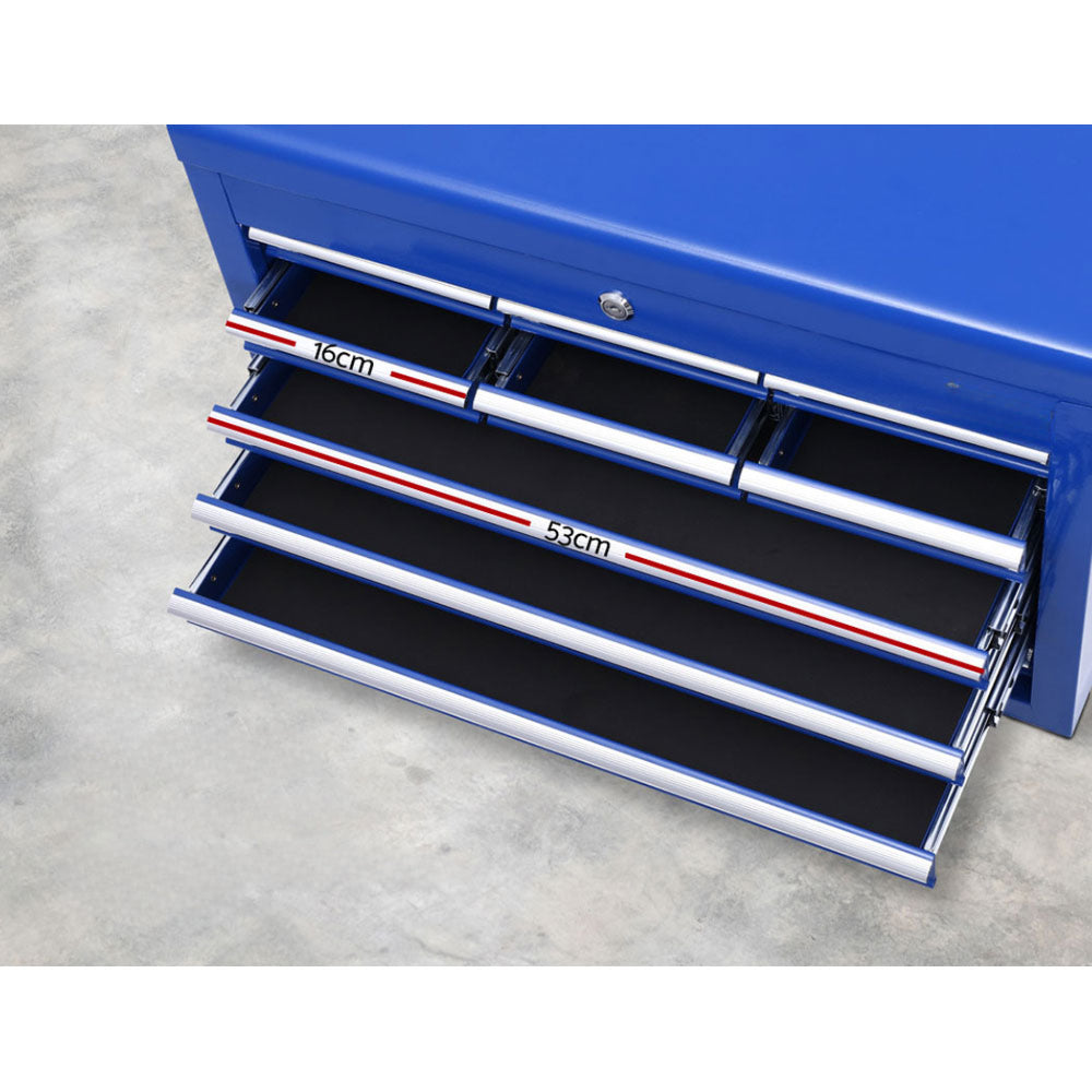 Tool Box Chest Trolley Cabinet Garage Storage Blue - 10 Drawers