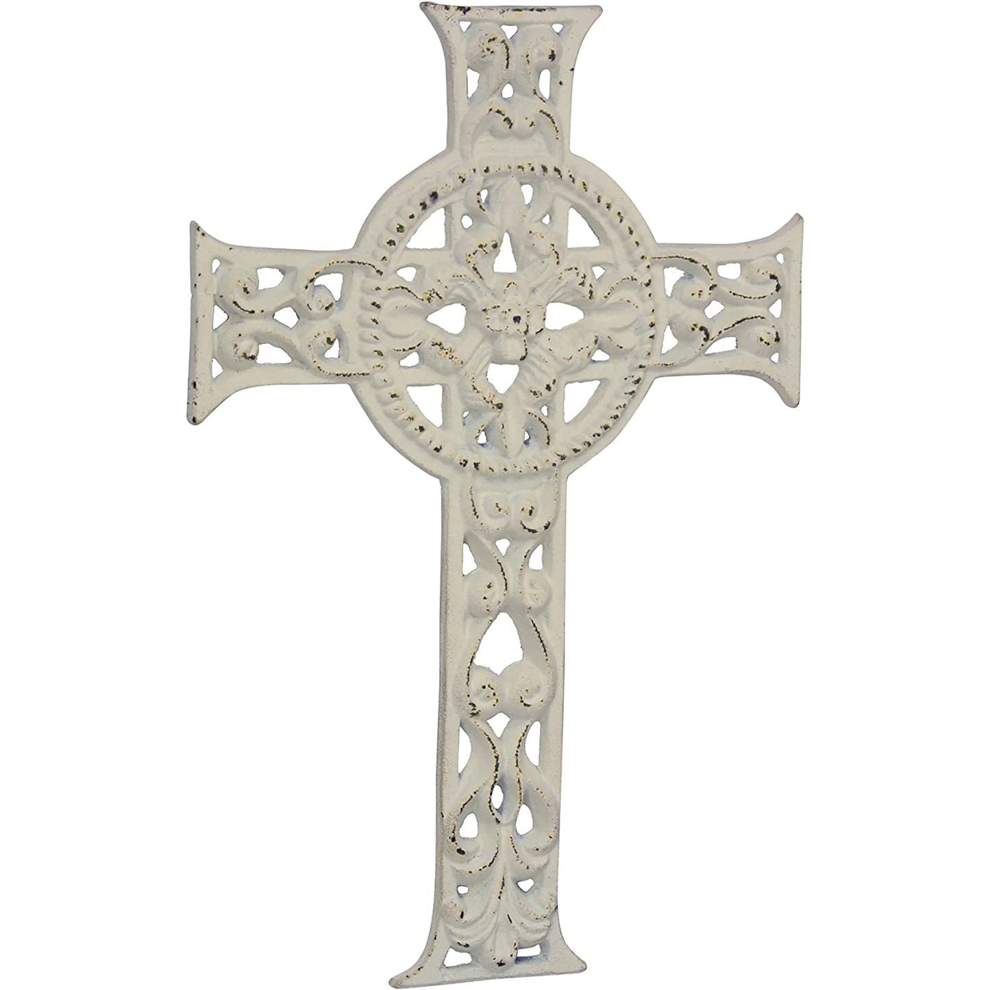 Accents of Faith 11.5 Inch Cast Iron Hanging Cross - Worn White