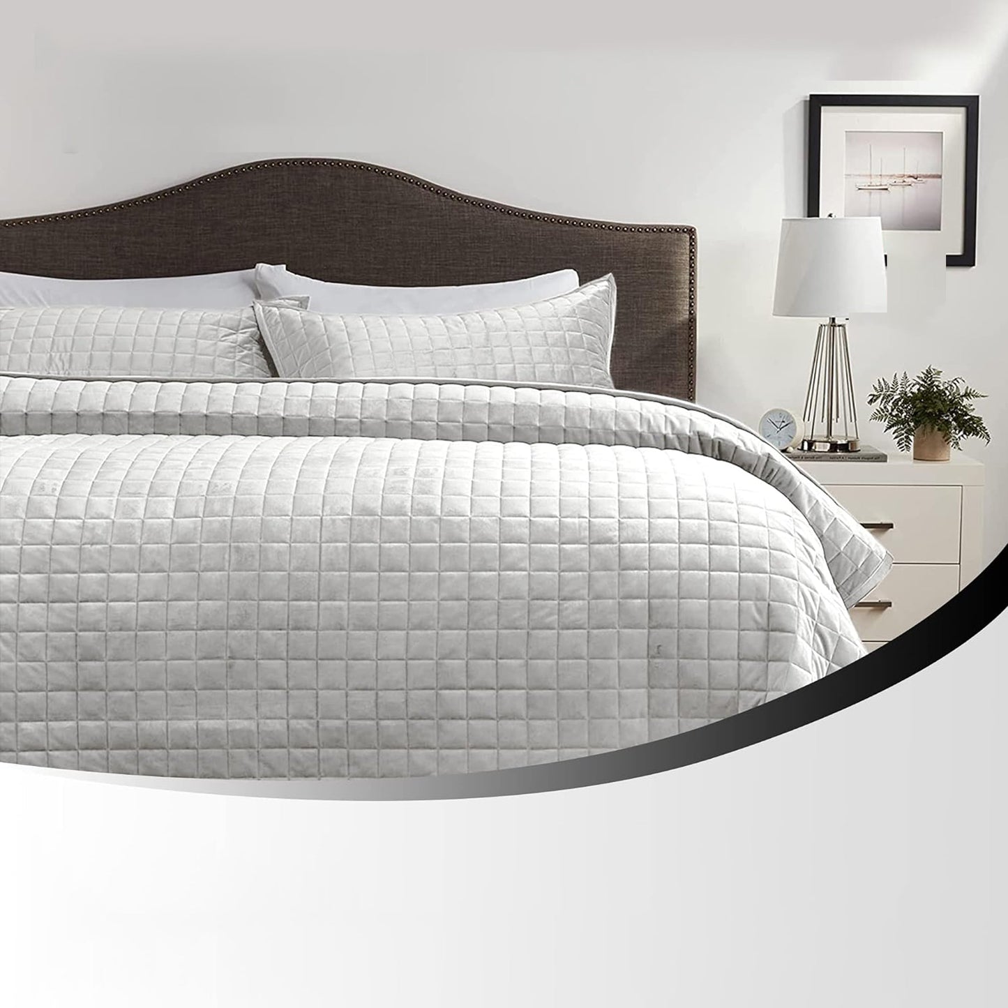 260GSM Super Soft Velvet Box Stitch Bedding Quilt Cover Set - Silver Grey