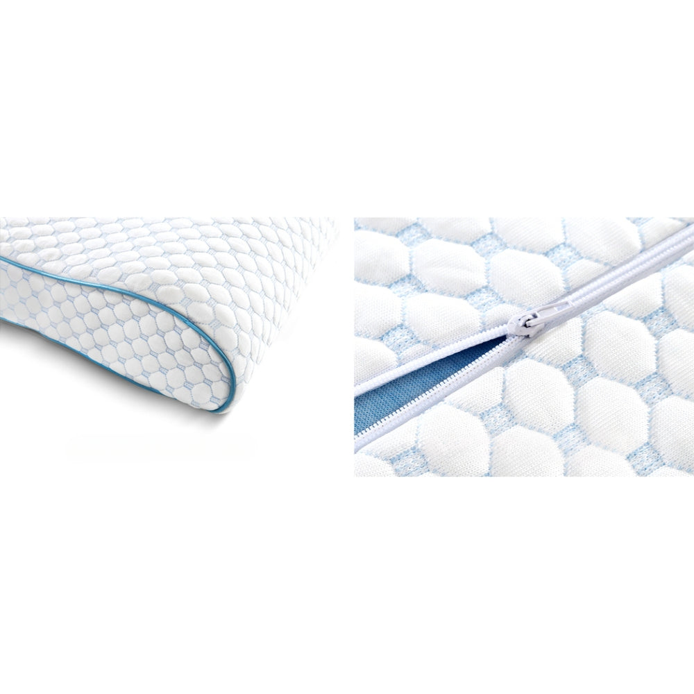 Memory Foam Pillow Ice Silk Cover Cool Cervical Support - 350GSM