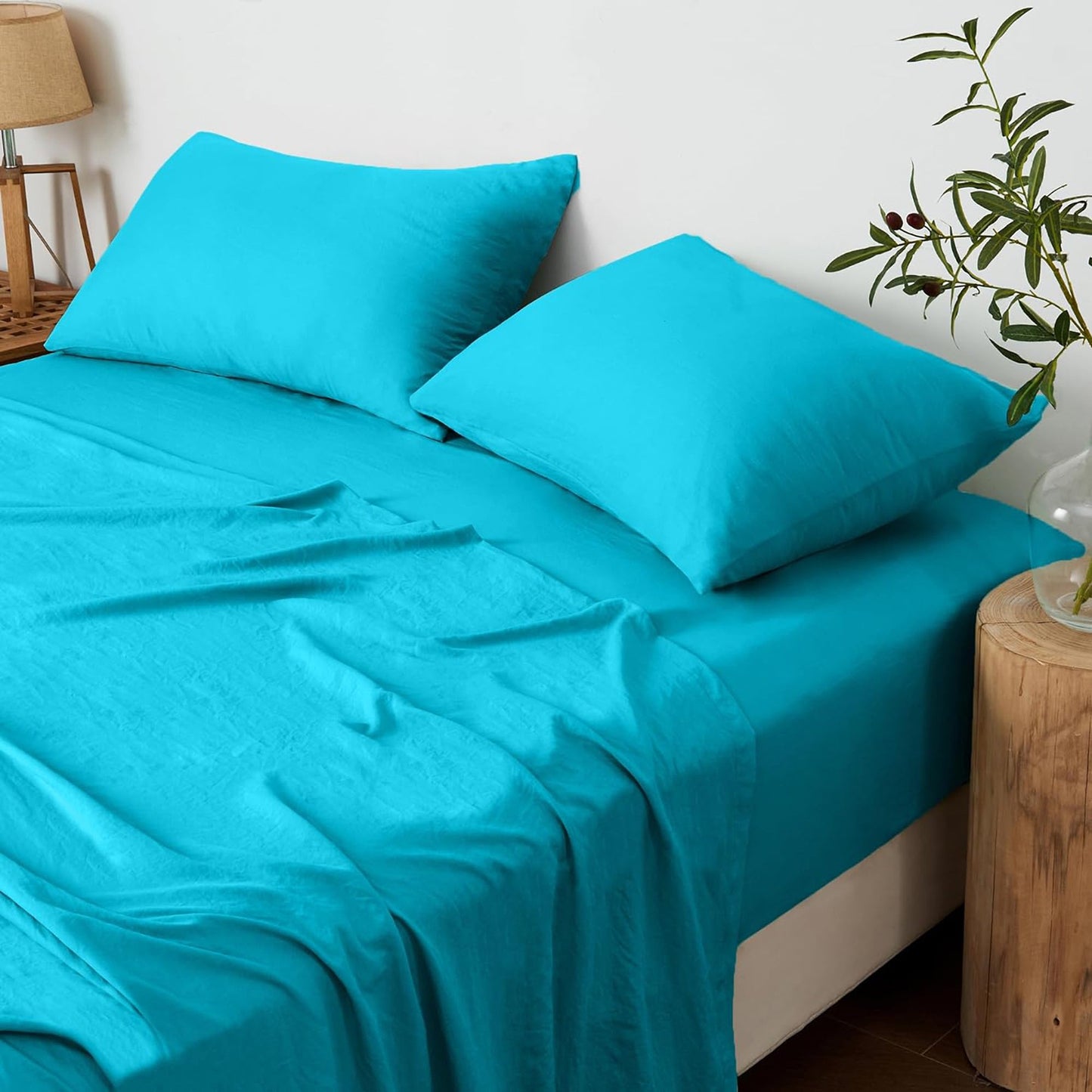 Premium 1800TC Breathable Ultra-Soft Microfibre Single Bed Sheet Set - Turquoise