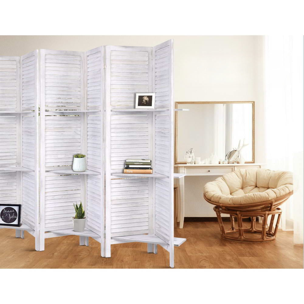 Room Divider Screen 8 Panel Privacy Foldable Dividers Timber Stand Shelf