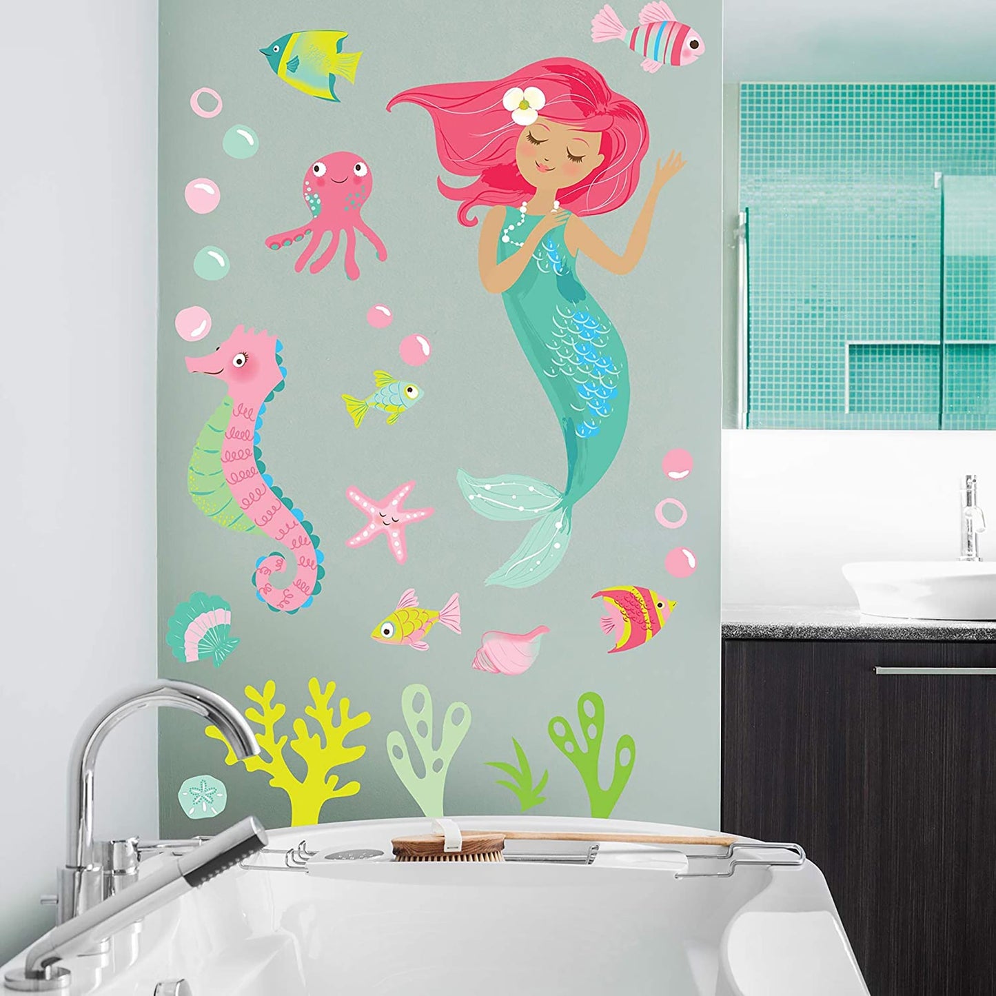 Mermaid Vinyl Wall Decals Sticker for Girls Bedroom or Bathroom 26 Pieces