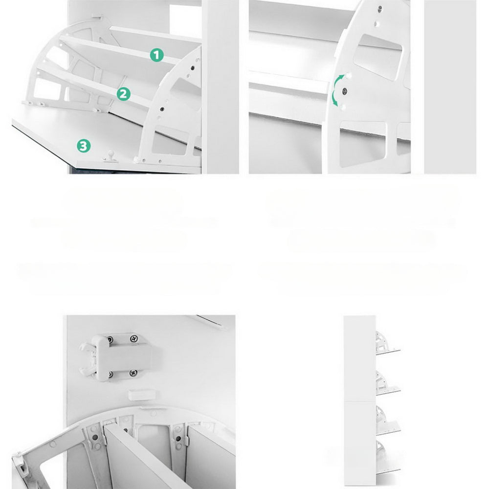 Shoe Cabinet Mirror Shoes Storage Rack Organiser 60 Pairs Cupboard Shelf