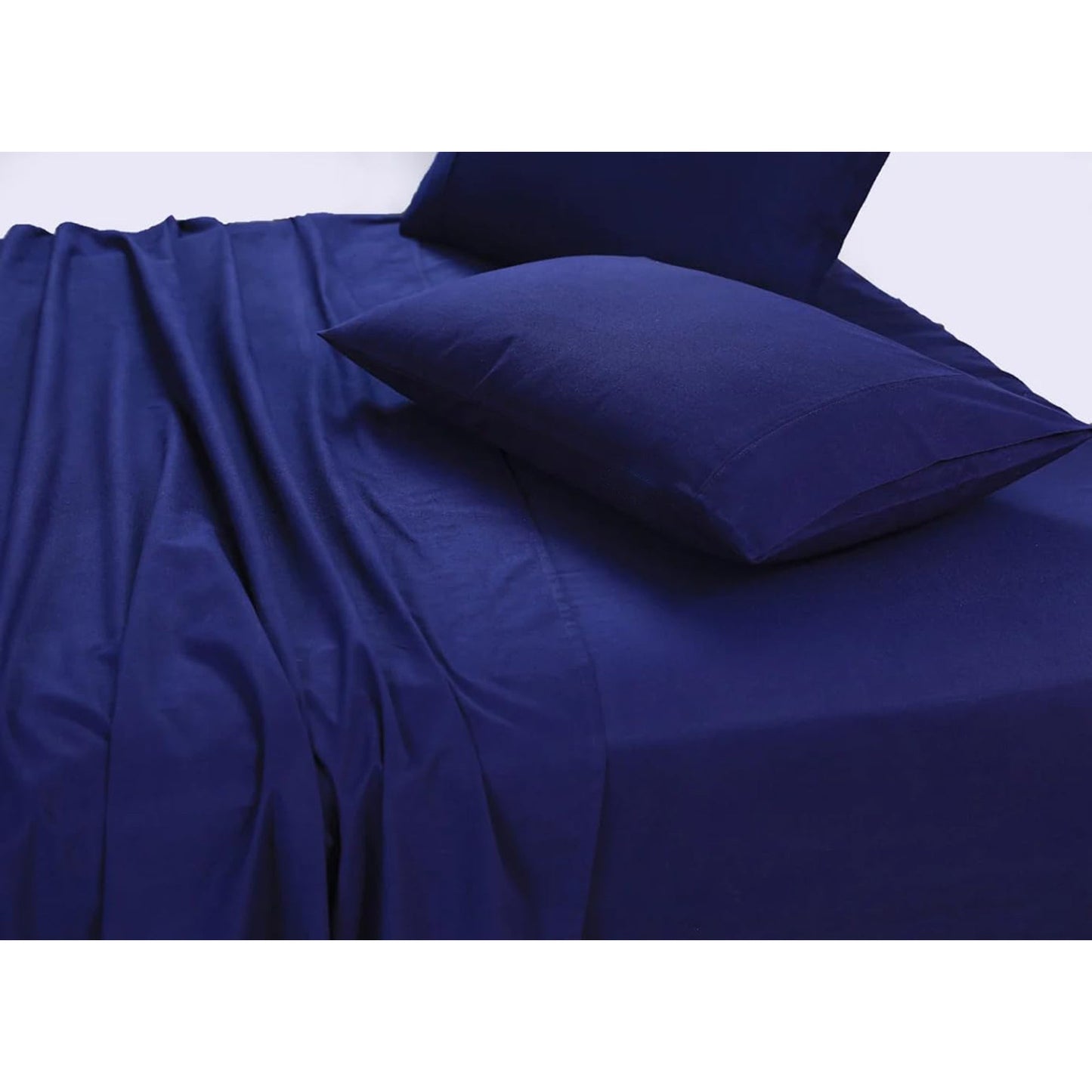 100% Cotton Vintage Washed Bed Sheet Set - Navy Blue
