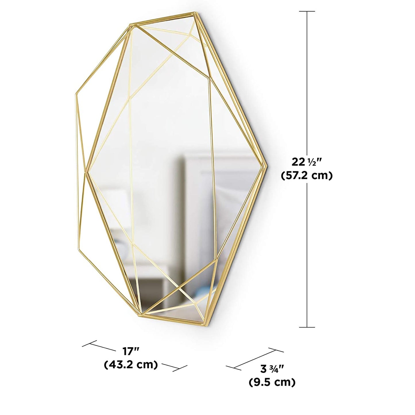 Modern Geometric Shaped Oval Wall Mirror Home Decor - Matte Brass