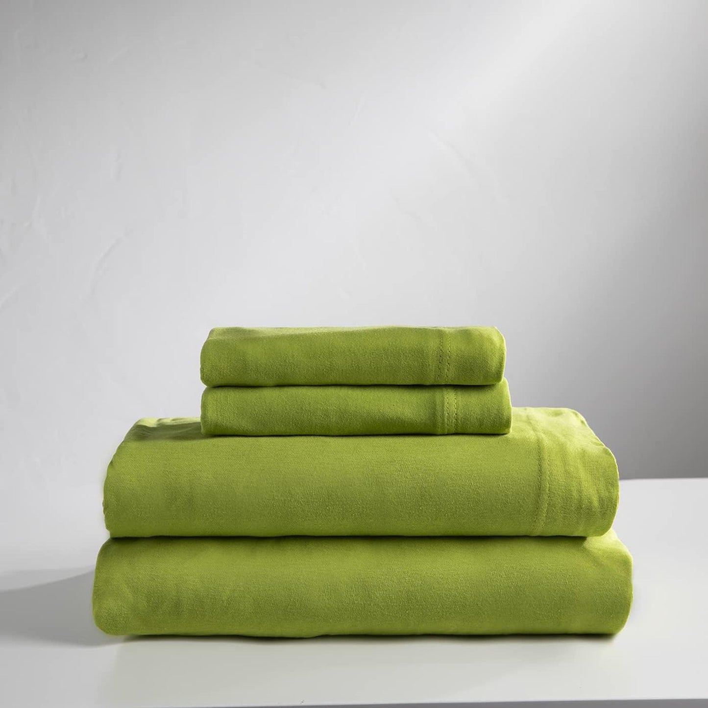 Flannel Cotton Jersey Bed Sheet Set - Lime Green
