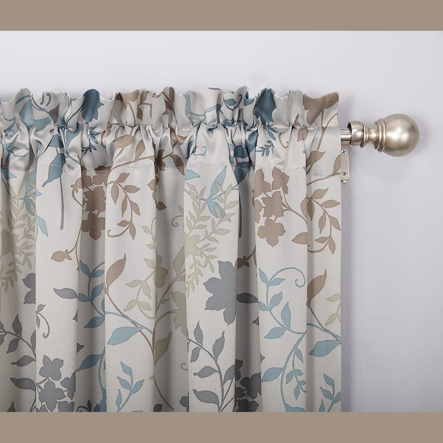 1PC Floral Print Energy Efficient Curtain Panel 54 x 84 Inch - Stone Beige