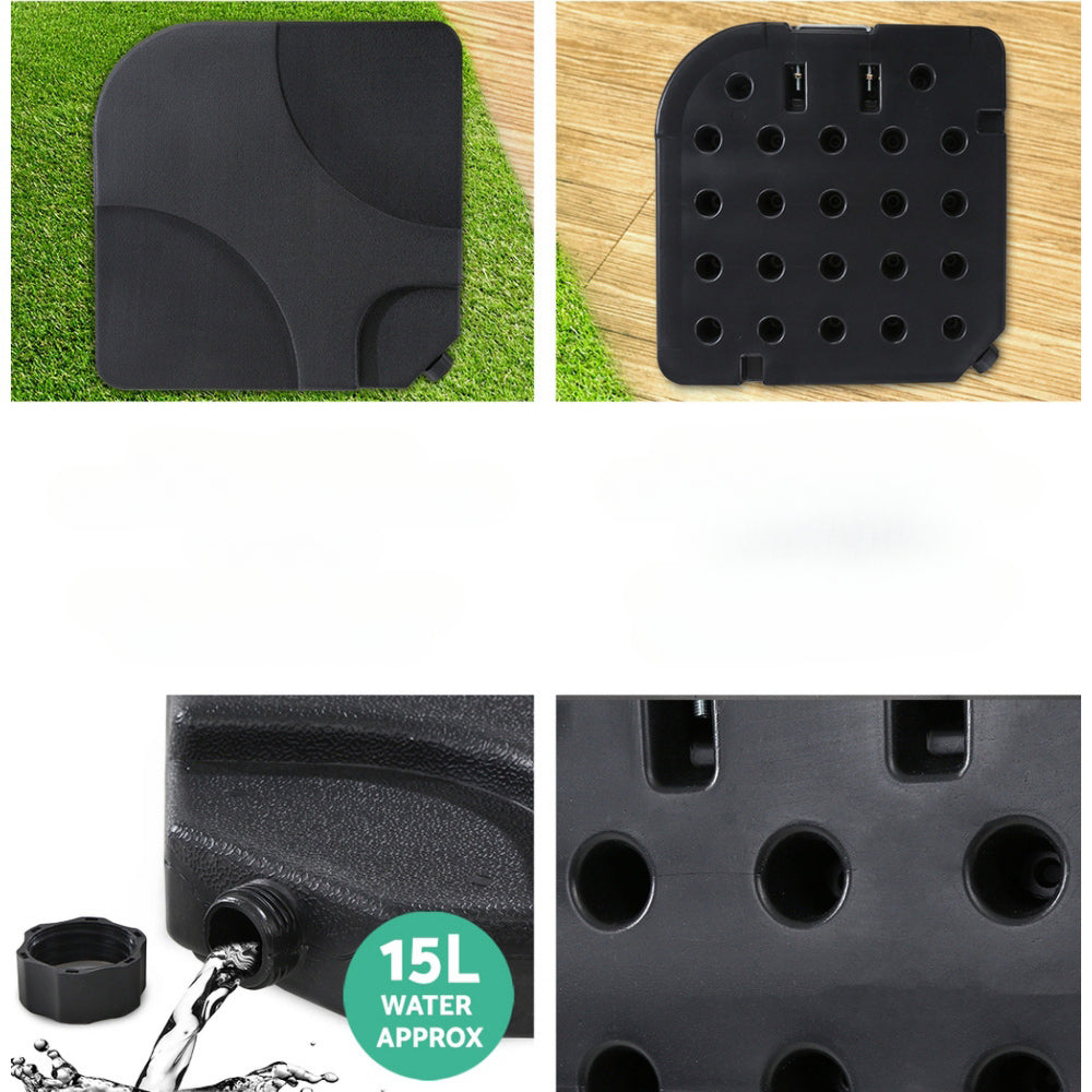 Garden Beach Sun Umbrella with Base UV Cantilever 3M - Black