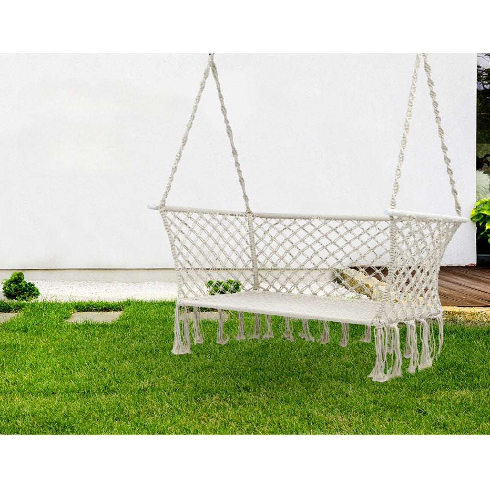 Camping Portable Hammock Chair Patio Swing Double Seat - Cream