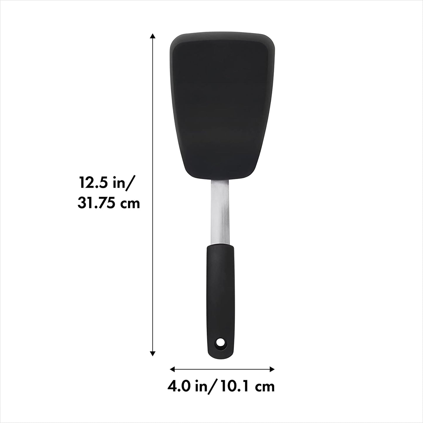 Large Silicone Cooking Spatula for Non-Stick Cookware - Black