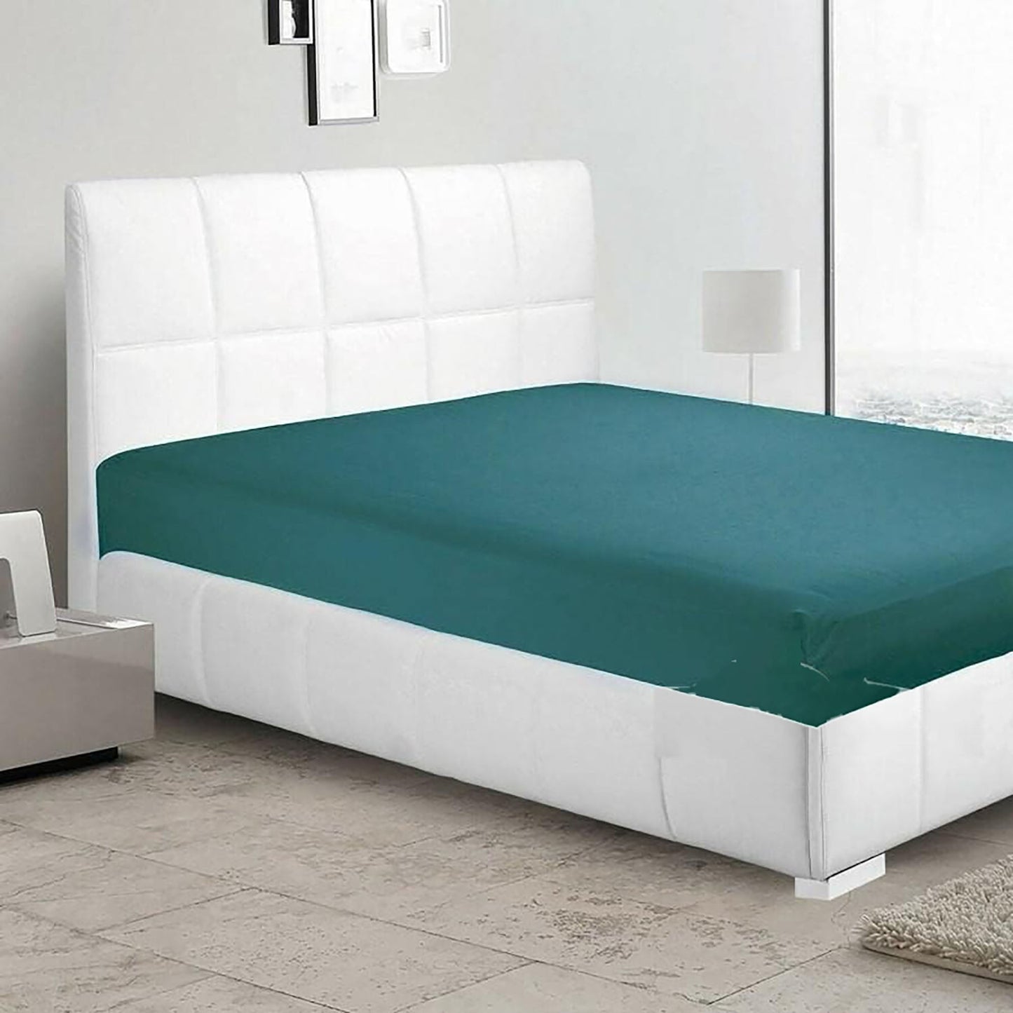 2000 TC Full Elastic Soft and Luxury Deep Pocket Fitted Bed Sheet - Biscay Blue