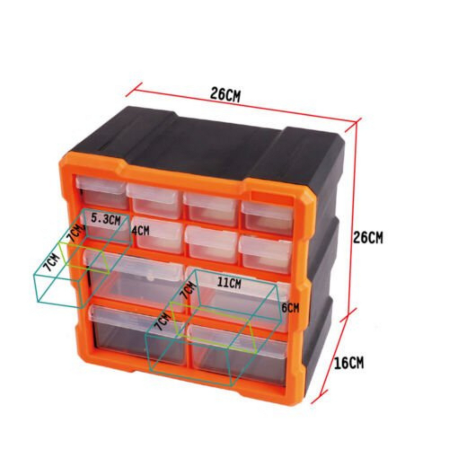 Tool Storage Organizer Parts Drawers Cabinet Box Chest with Dividers
