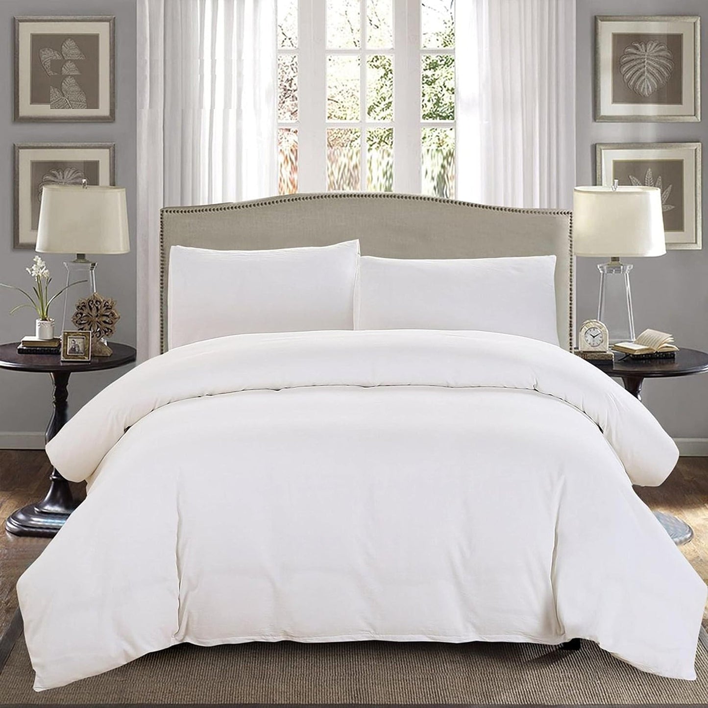 2000 TC Premium Microfibre Doona Cover Ultra Soft Quilt Cover Set - White