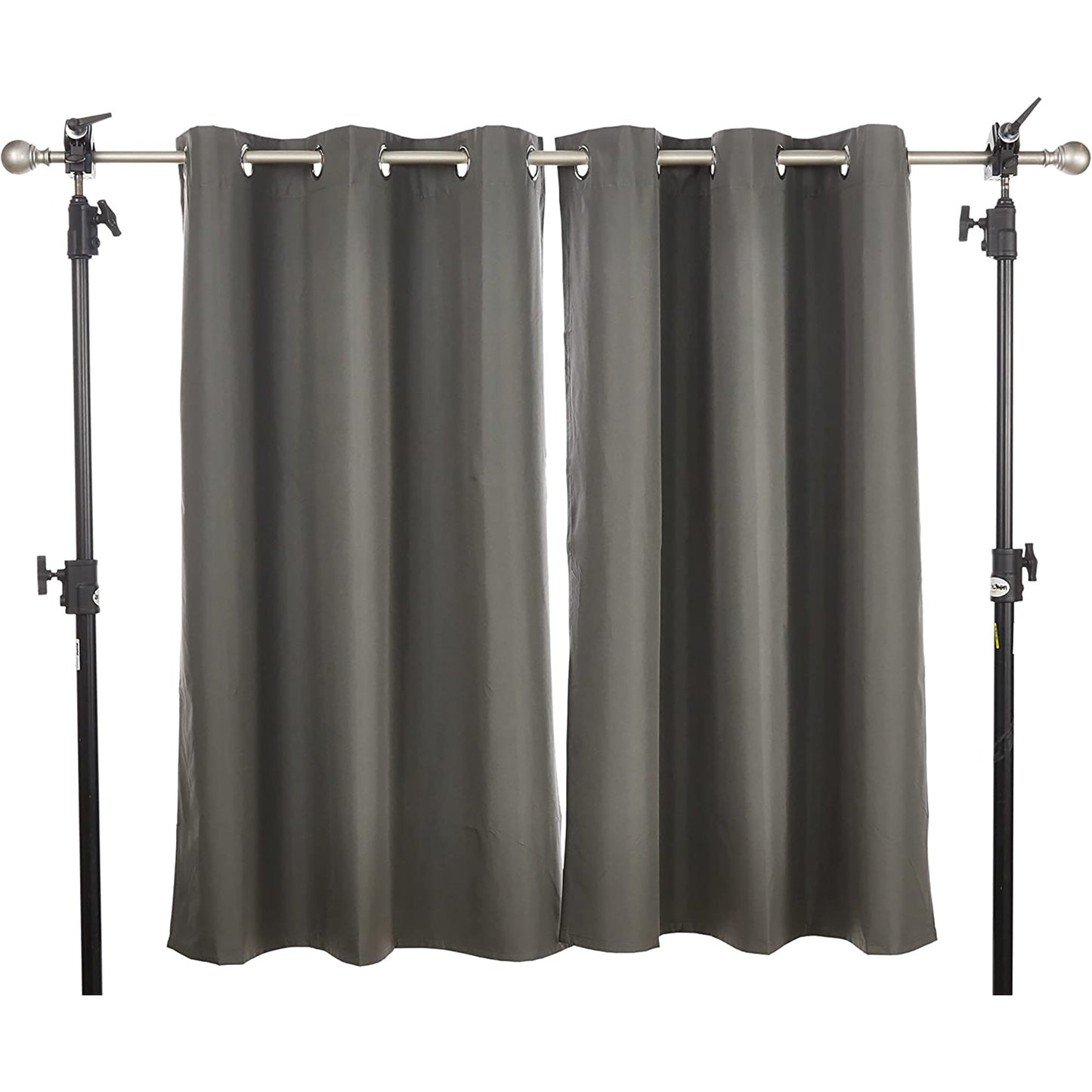 Grommetted Room Darkening Curtain Set with Tie Backs 54x46 Inches - Dark Gray