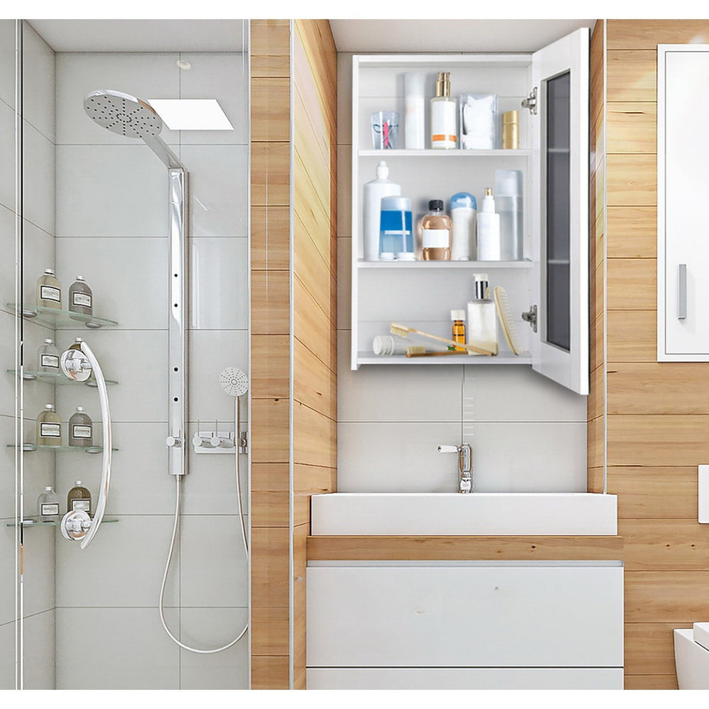 Bathroom Vanity Mirror with Storage Cavinet - White – ozozoo
