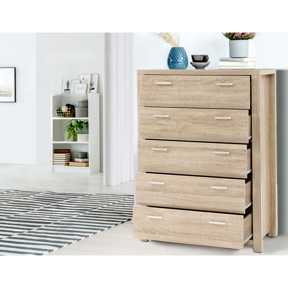 5 Chest of Drawers Tallboy Dresser Table Bedroom Storage Cabinet