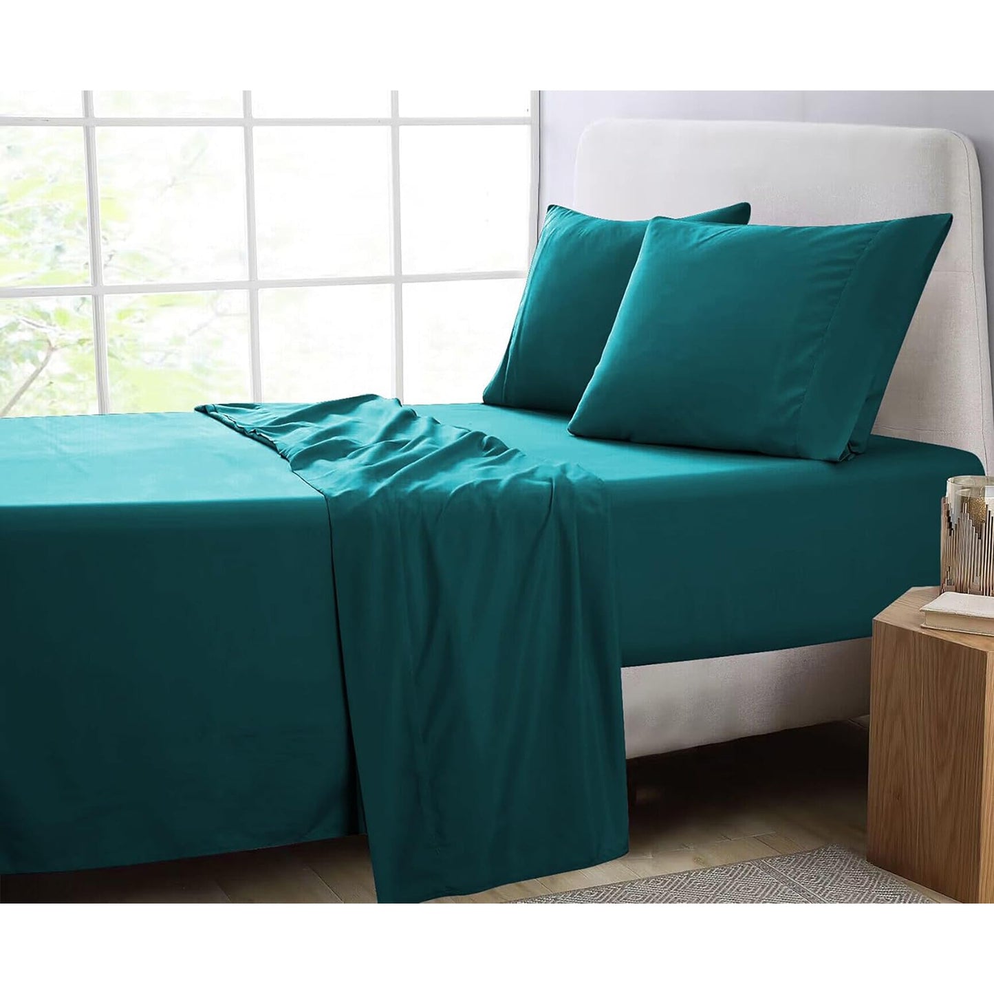 1000TC Luxurious Soft Microfibre Bed Sheet Set - Teal